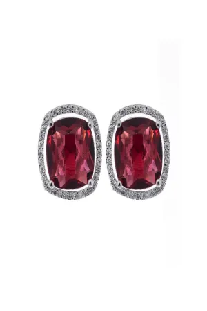 Red Square American Diamond Stud Earring