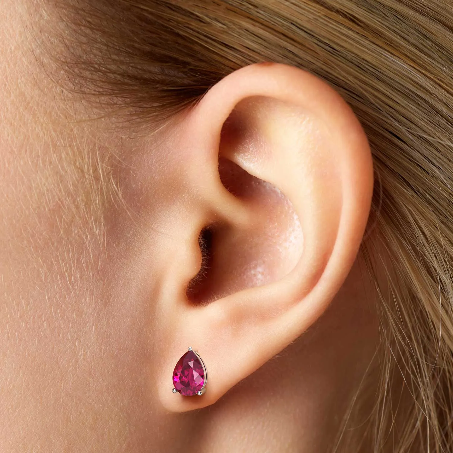 Ruby Pear Cut Stud Earrings in Sterling Silver - Irosk Australia ®