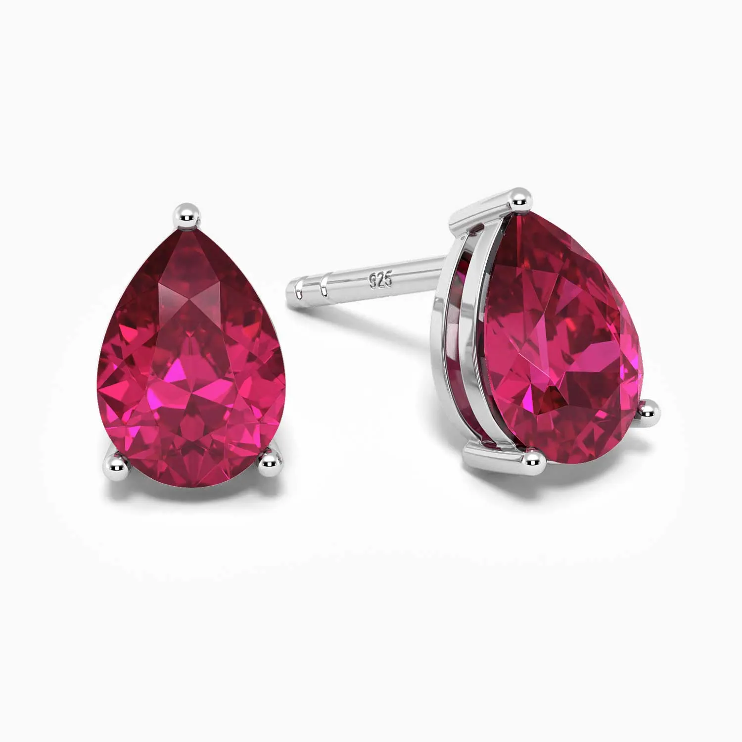 Ruby Pear Cut Stud Earrings in Sterling Silver - Irosk Australia ®