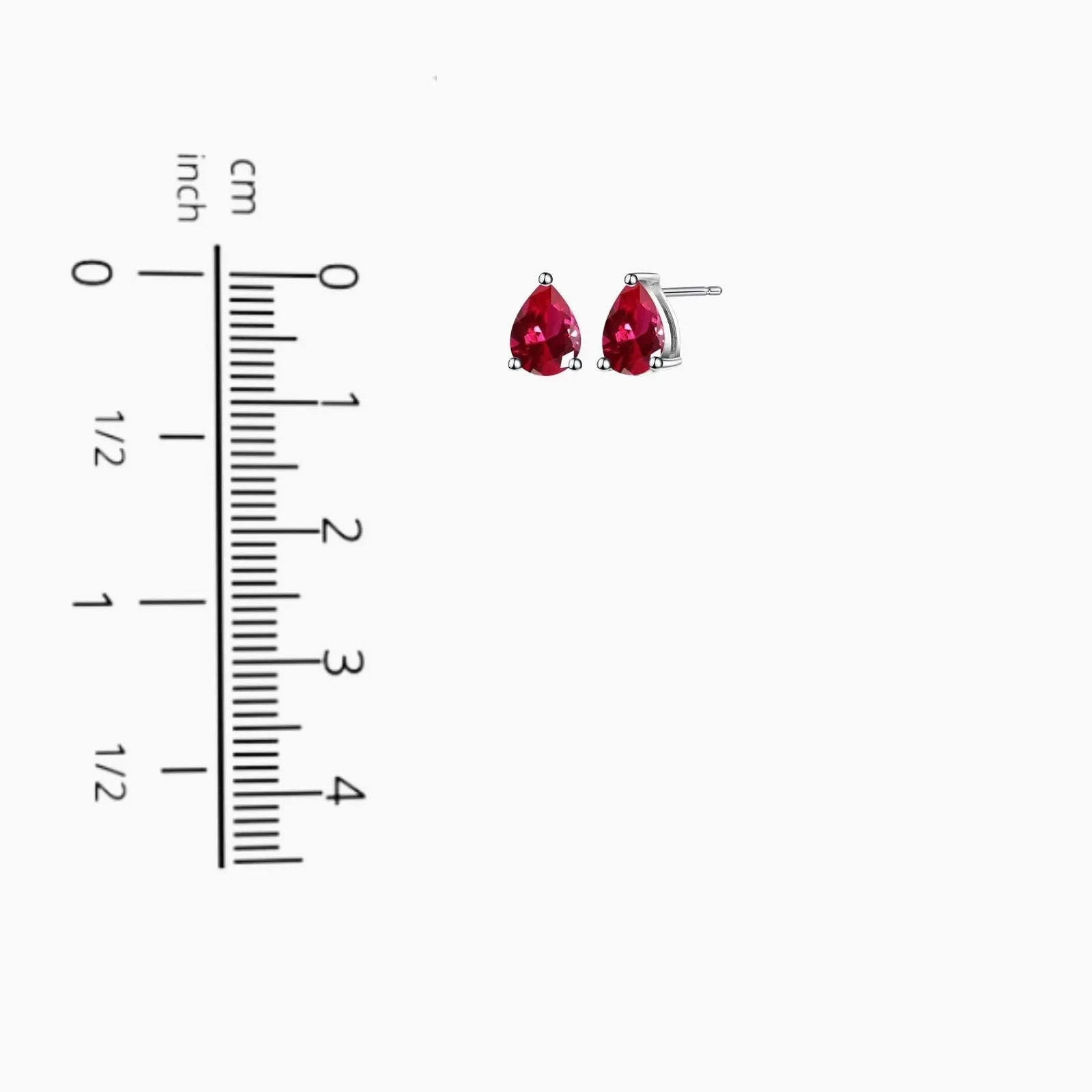 Ruby Pear Cut Stud Earrings in Sterling Silver - Irosk Australia ®