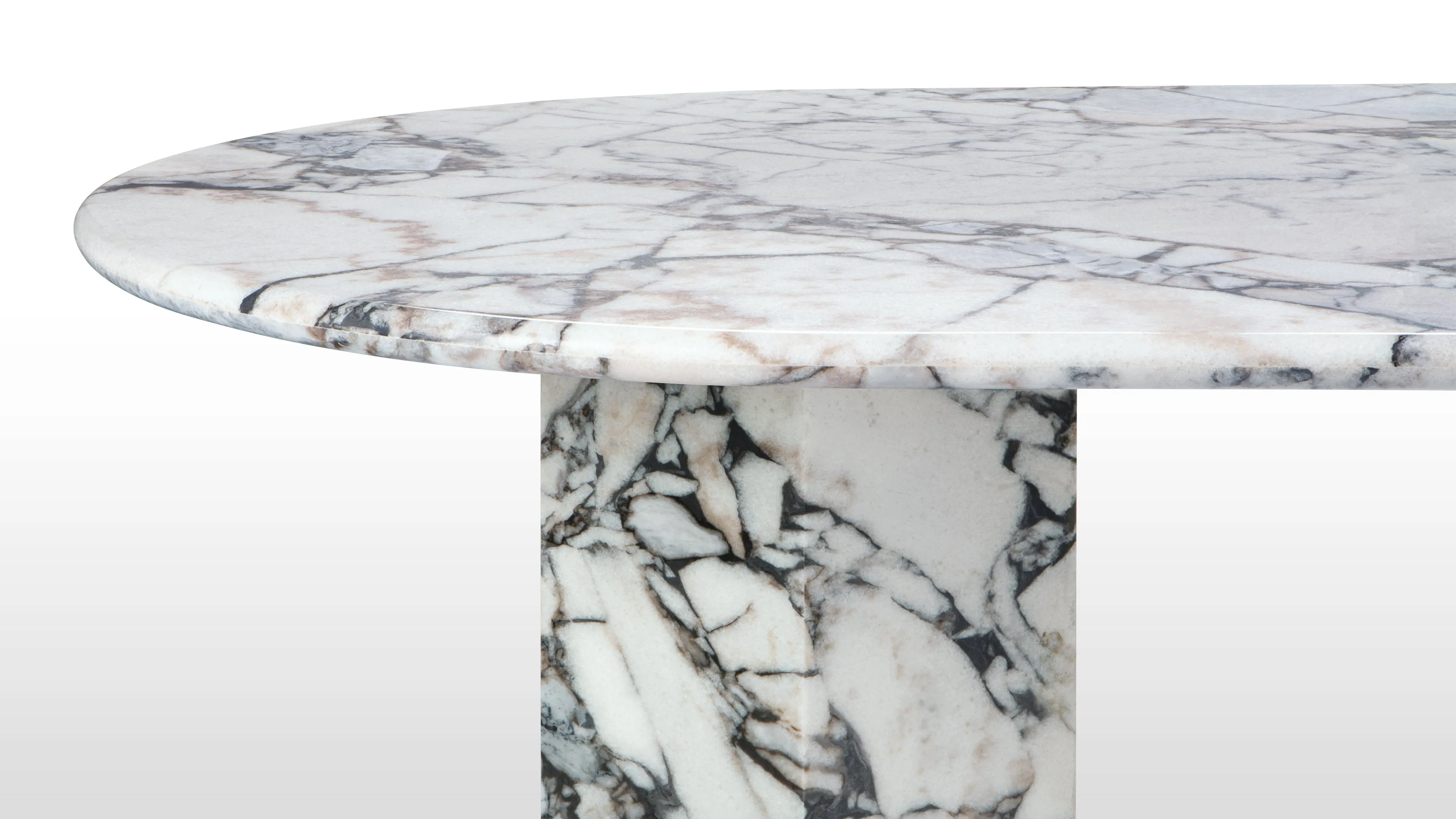 Saga - Saga Oval Dining Table, Modellato Marble, 94in