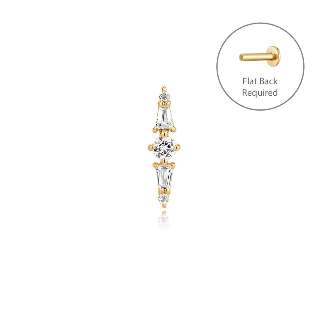 SAVANNAH | White Sapphire Threadless Flatback Earring