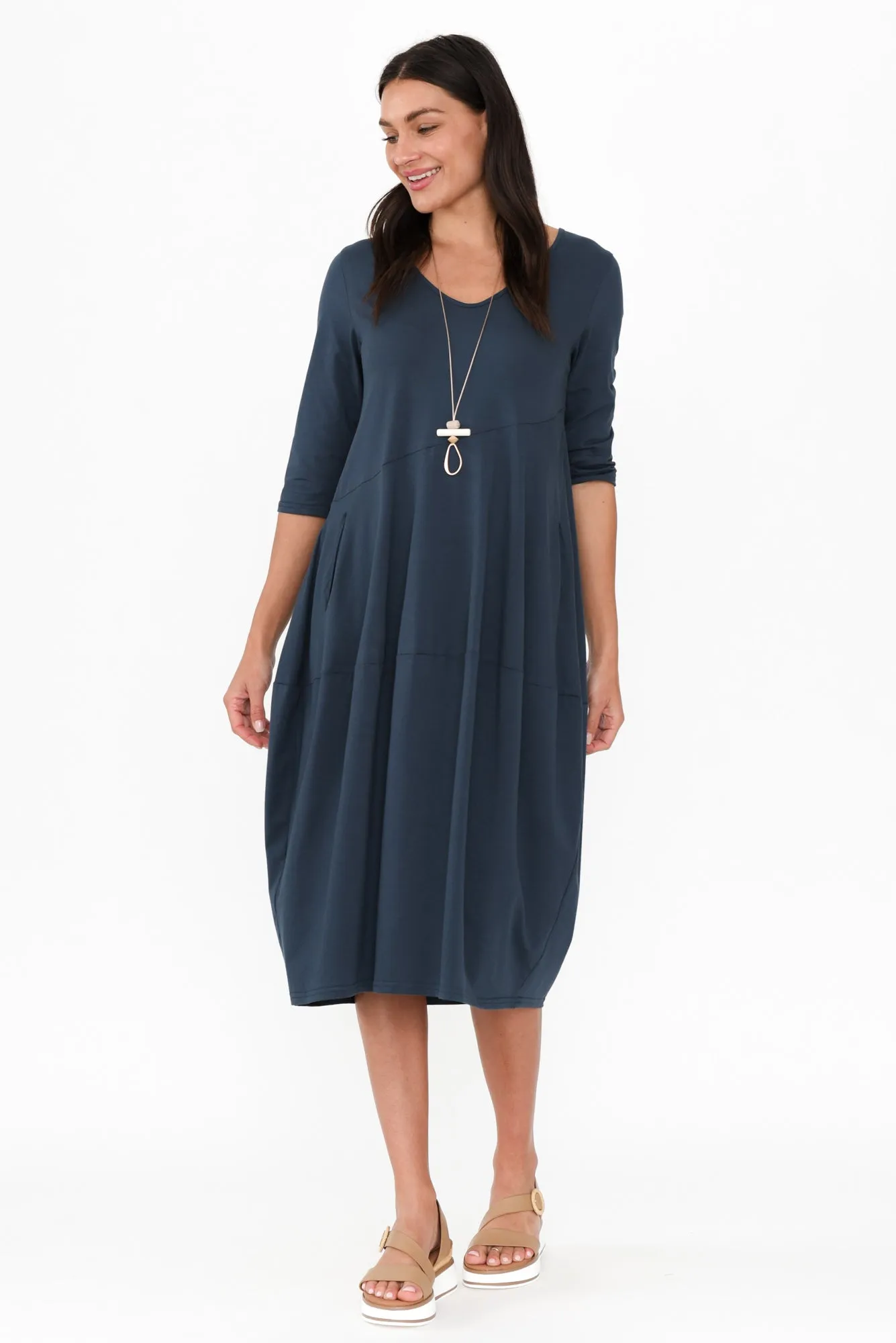 Shea Deep Teal Diagonal Seam Dress