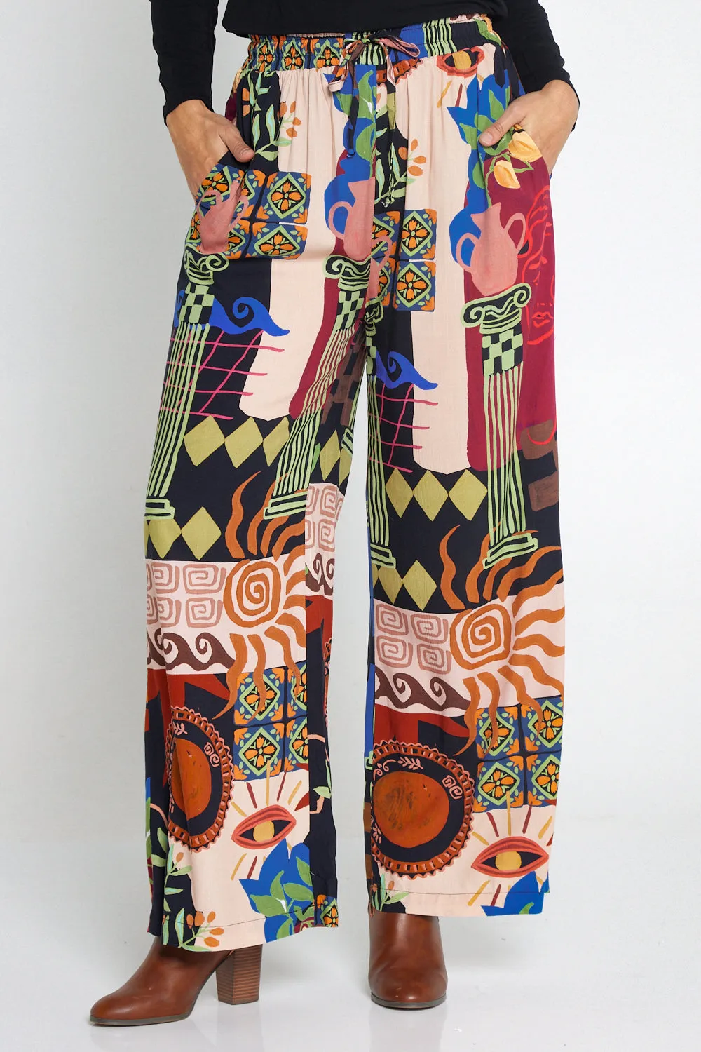 Silva Wide Leg Pants - Colosseum Collage