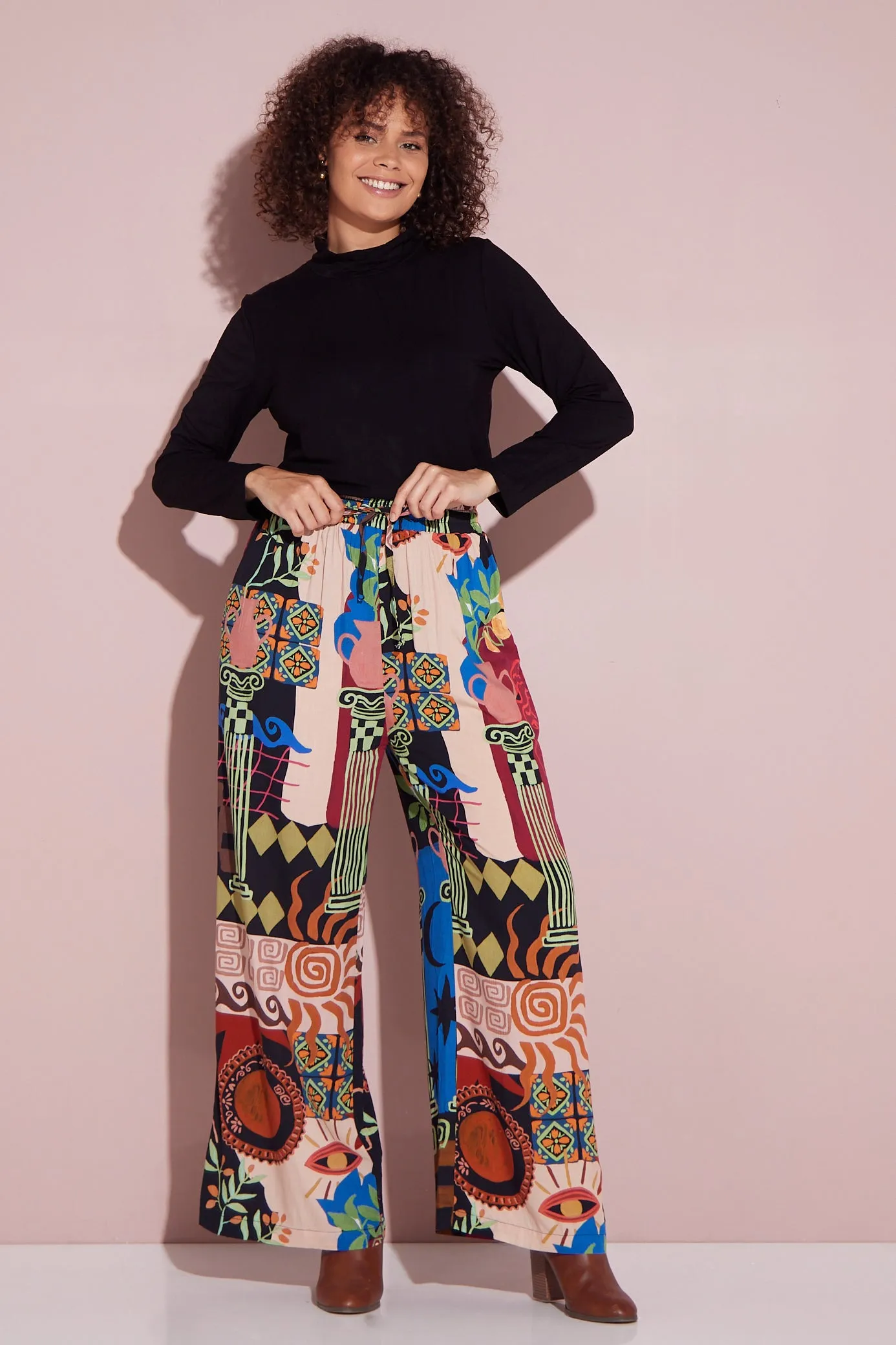 Silva Wide Leg Pants - Colosseum Collage