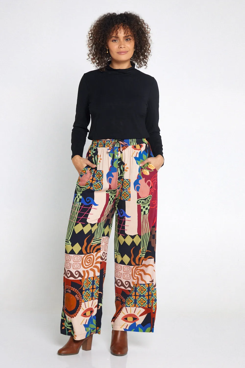 Silva Wide Leg Pants - Colosseum Collage