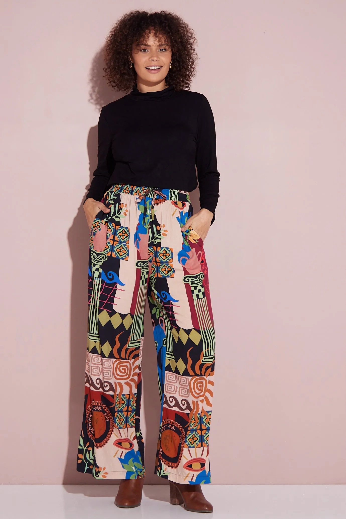 Silva Wide Leg Pants - Colosseum Collage