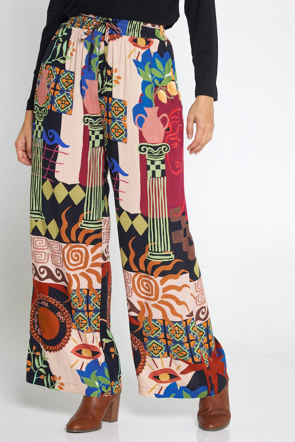 Silva Wide Leg Pants - Colosseum Collage