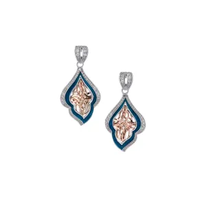 Silver and 10k Rose Gold Path of Life Enamel Post Earrings