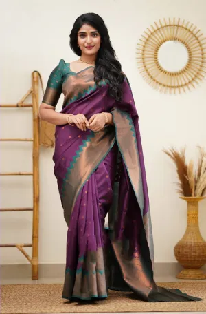 Splendorous Purple Soft Silk Saree with Fugacious Blouse Piece