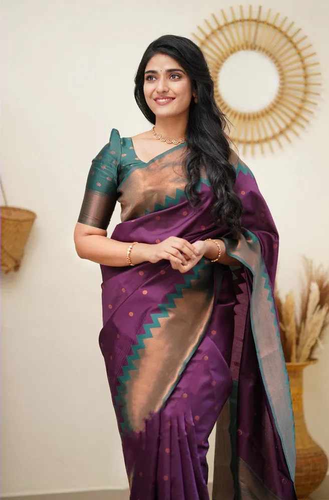 Splendorous Purple Soft Silk Saree with Fugacious Blouse Piece