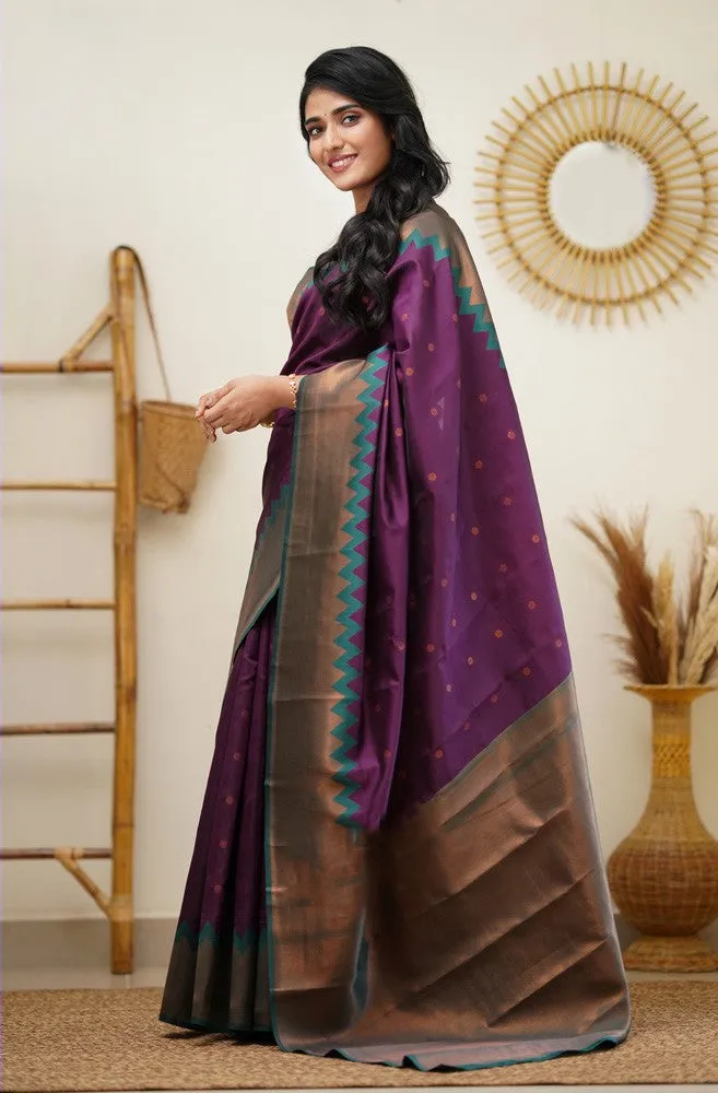 Splendorous Purple Soft Silk Saree with Fugacious Blouse Piece