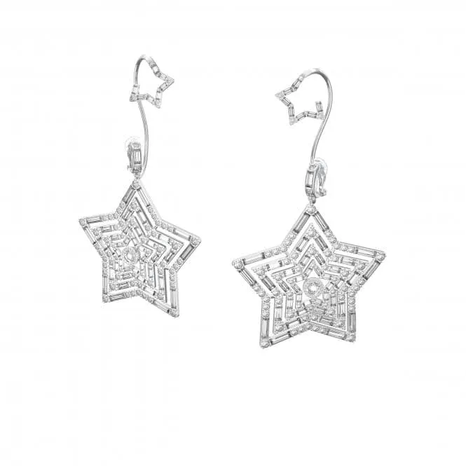 Stella Clip Star White Rhodium Plated Earrings 5617768