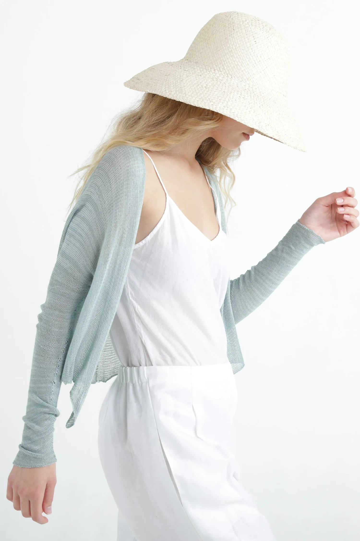 Teal green Short Light Bamboo Cardigan