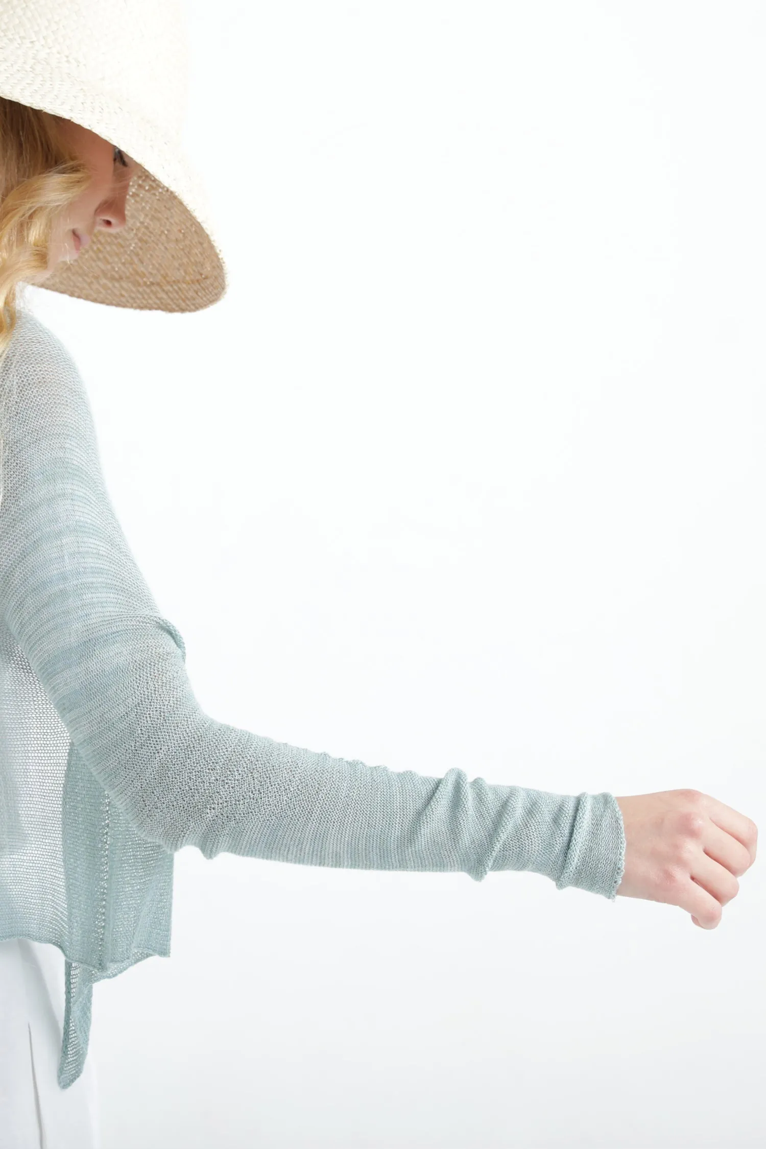 Teal green Short Light Bamboo Cardigan