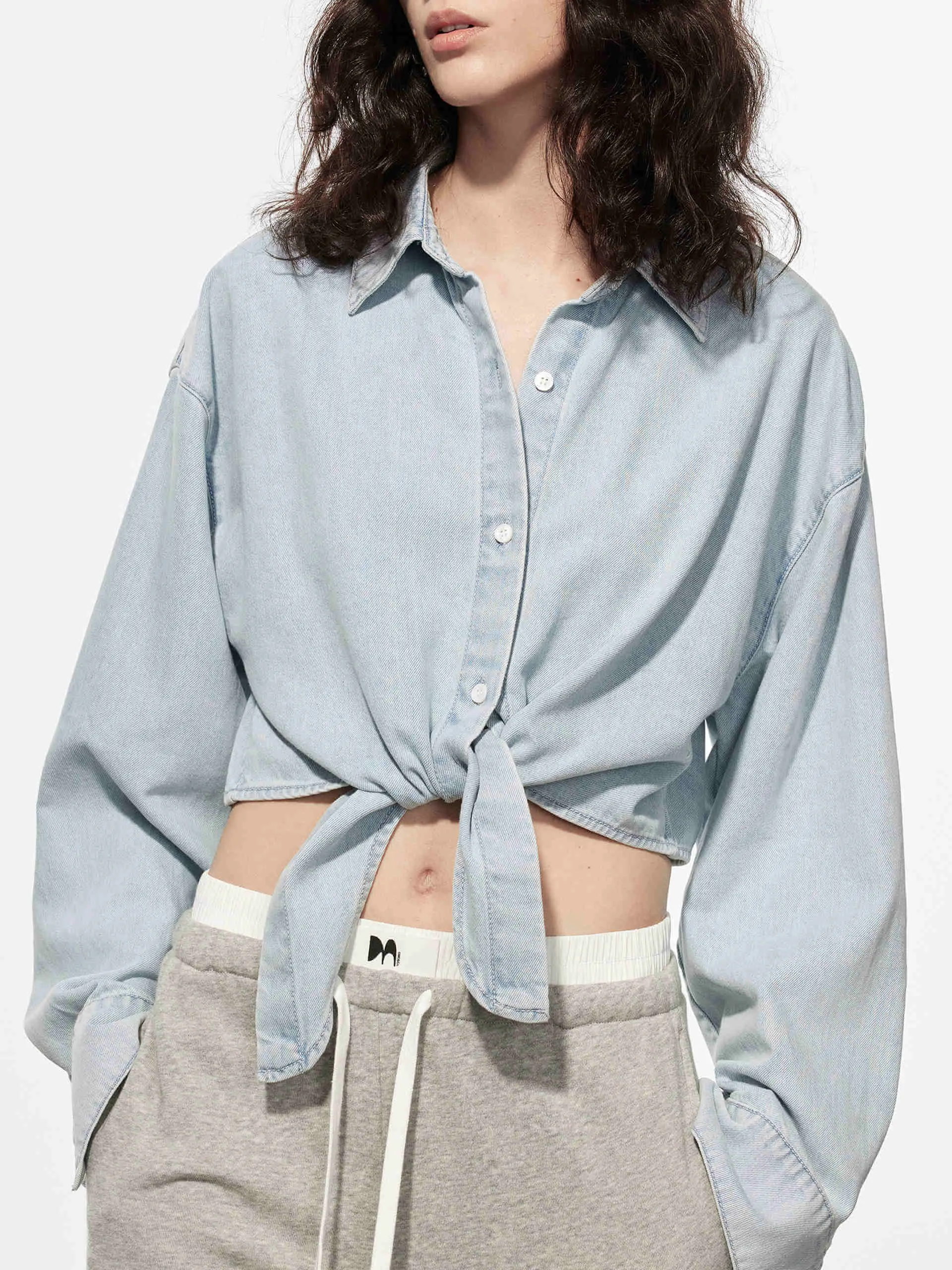 Tie Detail Cropped Shirt