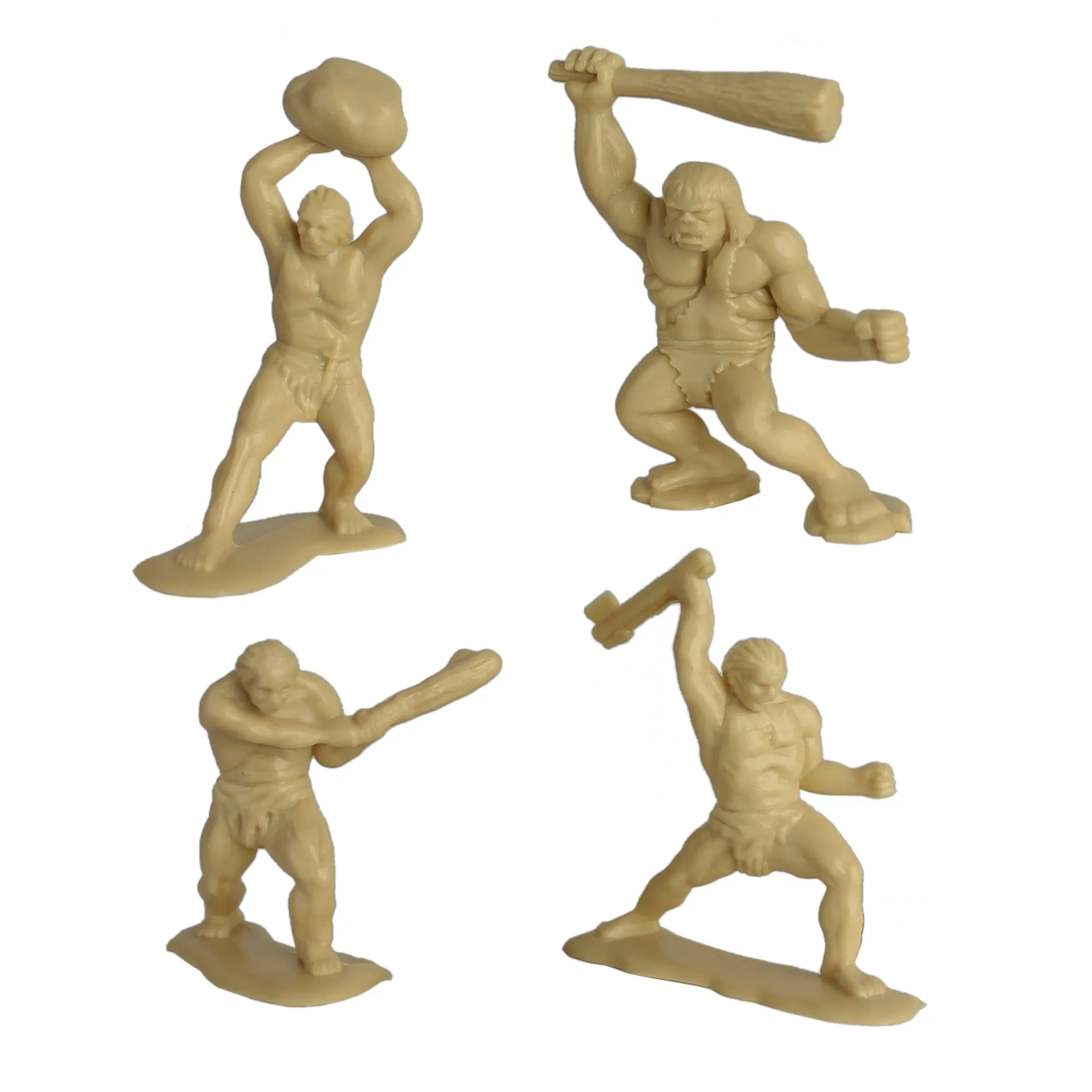 TimMee Prehistoric Plastic DINOSAUR & CAVEMAN Figures - Tan, Rust, OD Green 73pc