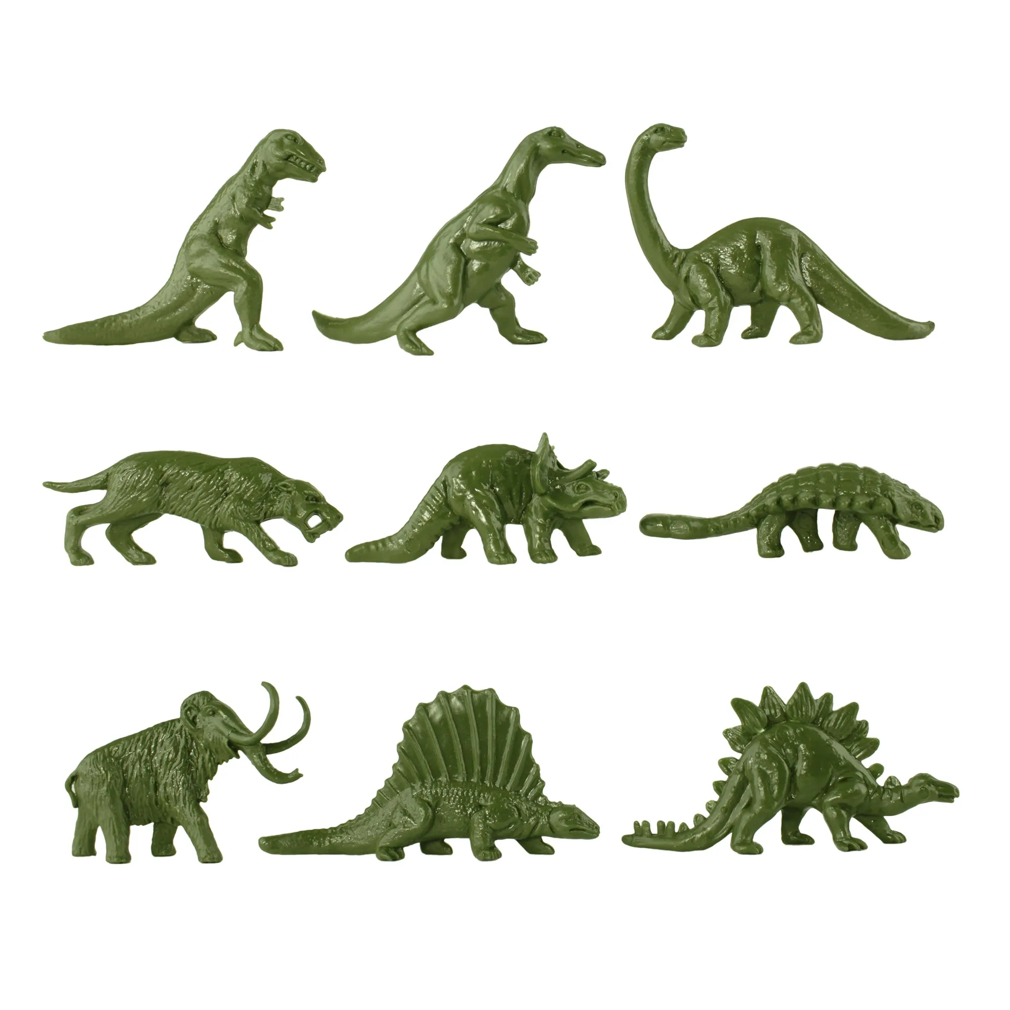 TimMee Prehistoric Plastic DINOSAUR & CAVEMAN Figures - Tan, Rust, OD Green 73pc