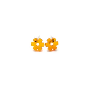 Topaz Serrated Daisy Flower Stud Earrings