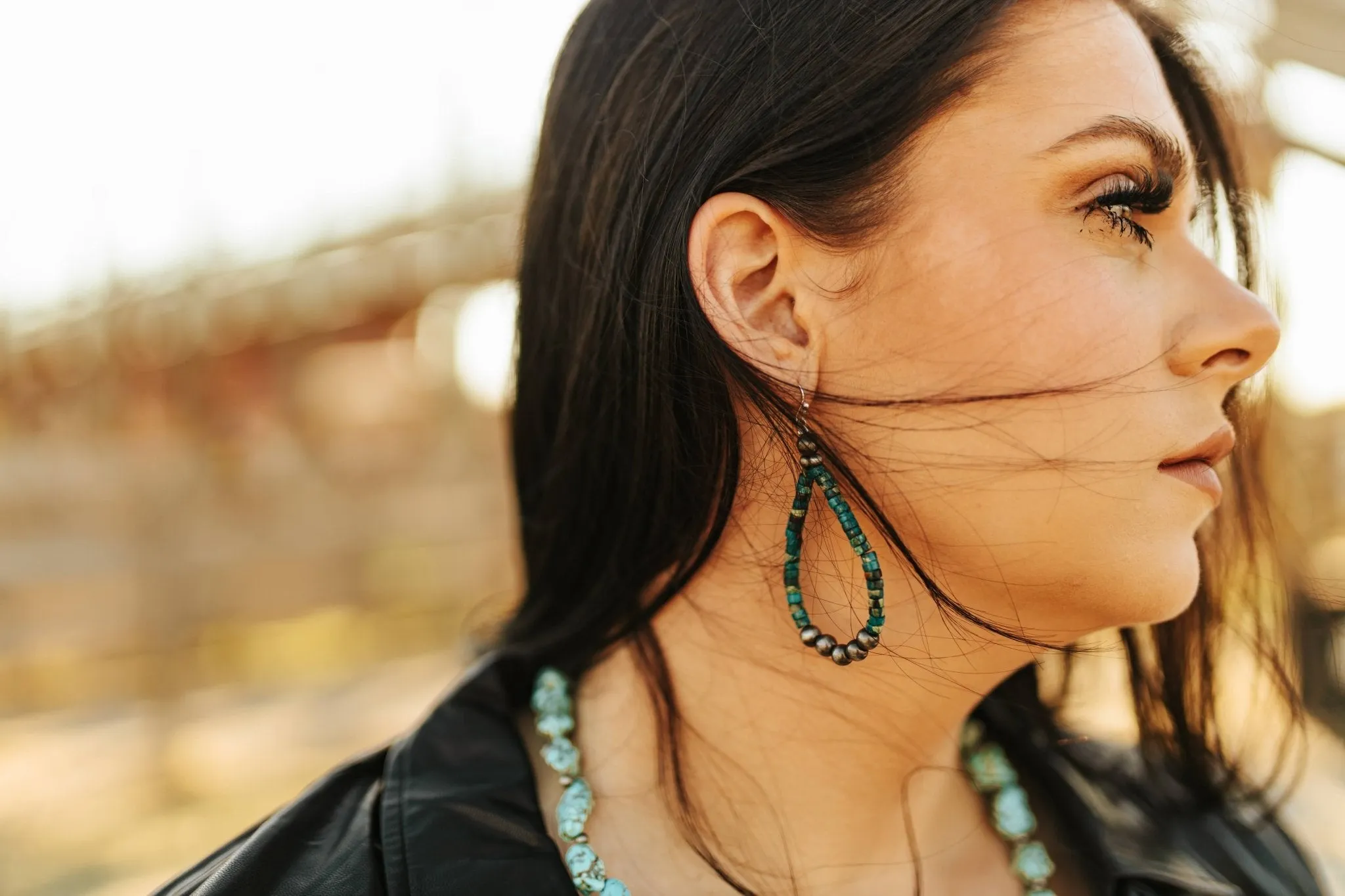 Turquoise and SilverPearl Teardrop Earrings