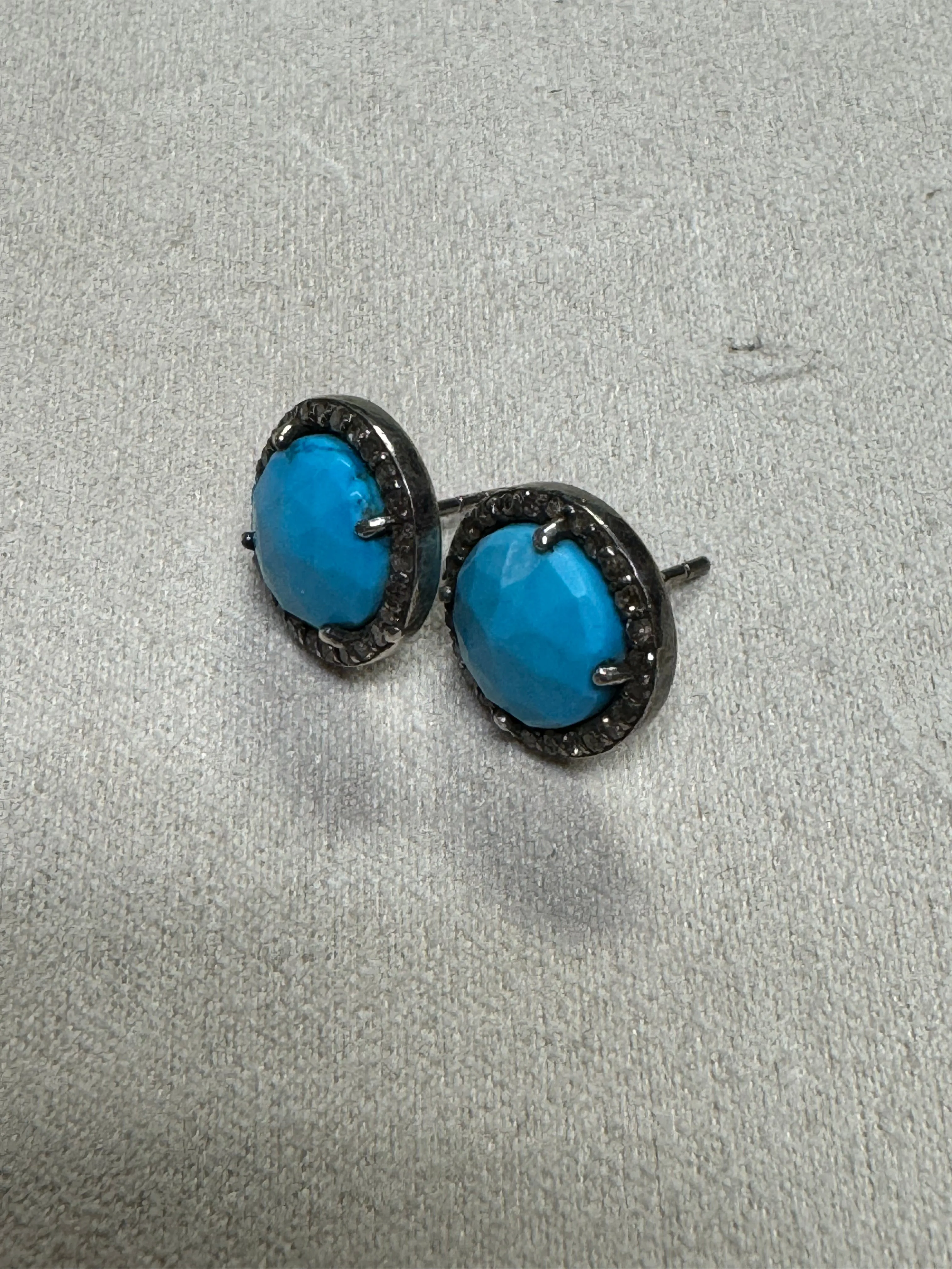 Turquoise Pave Diamond Earrings