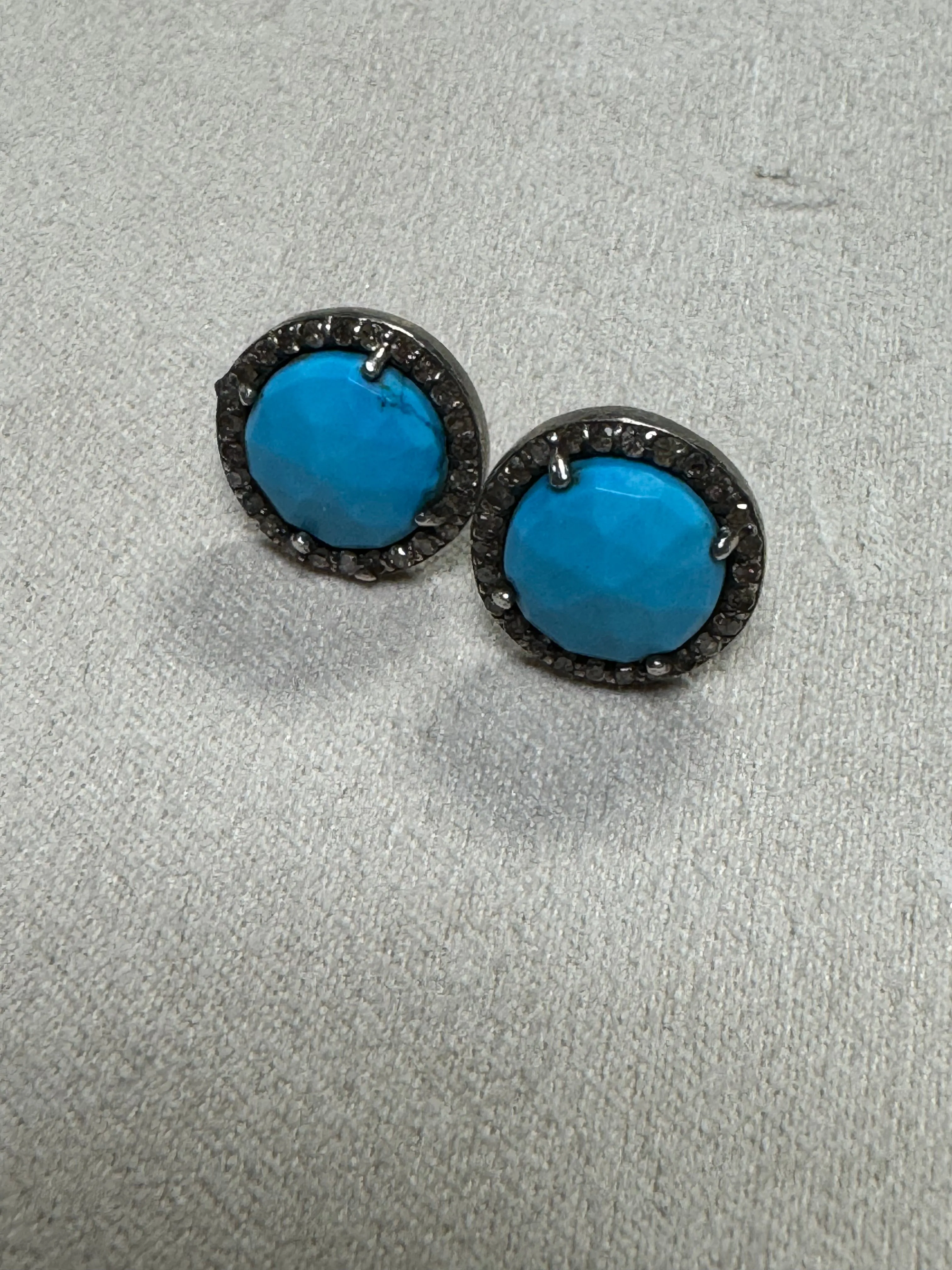 Turquoise Pave Diamond Earrings