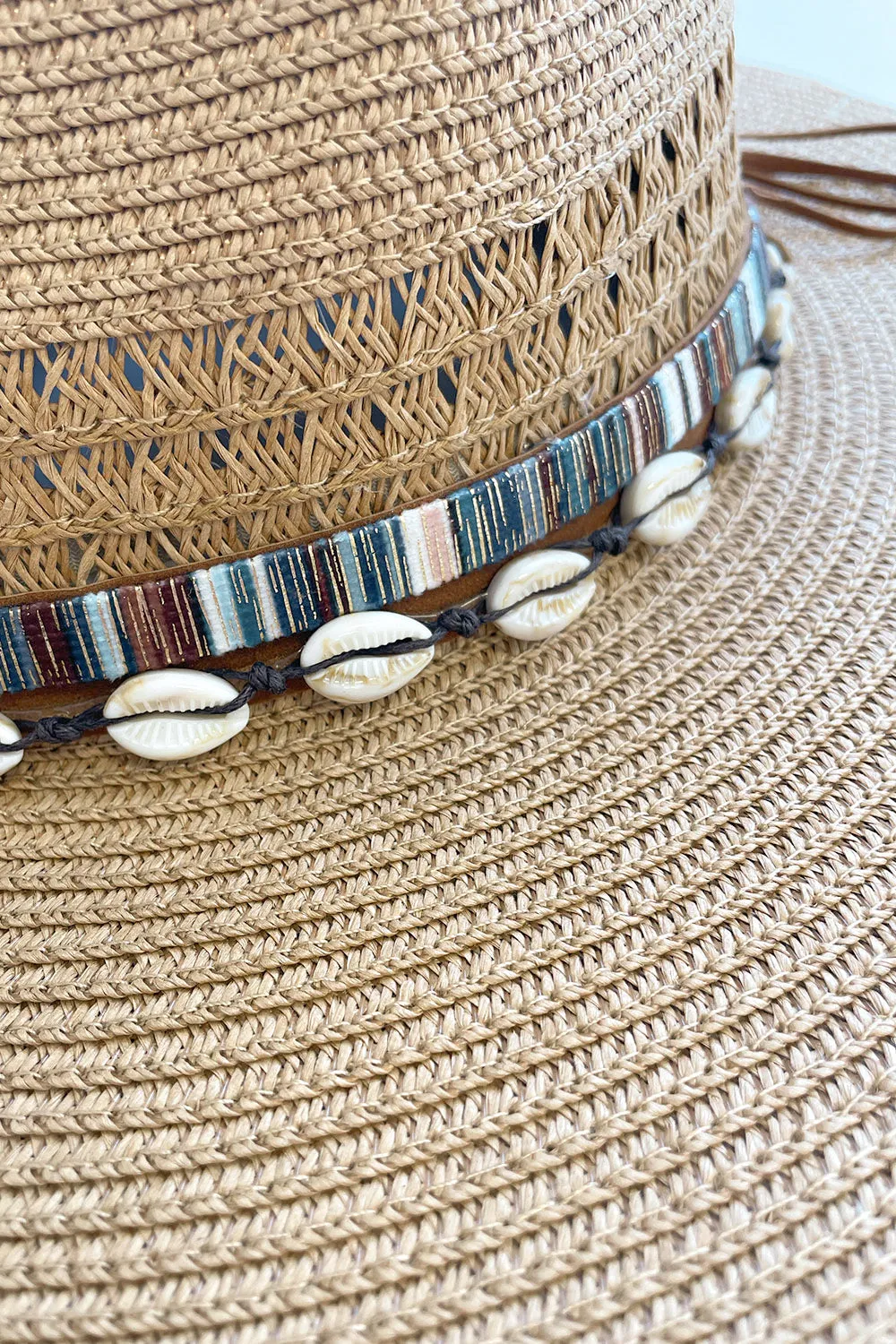 Uluwatu Cowrie Shell Straw Hat - Tan