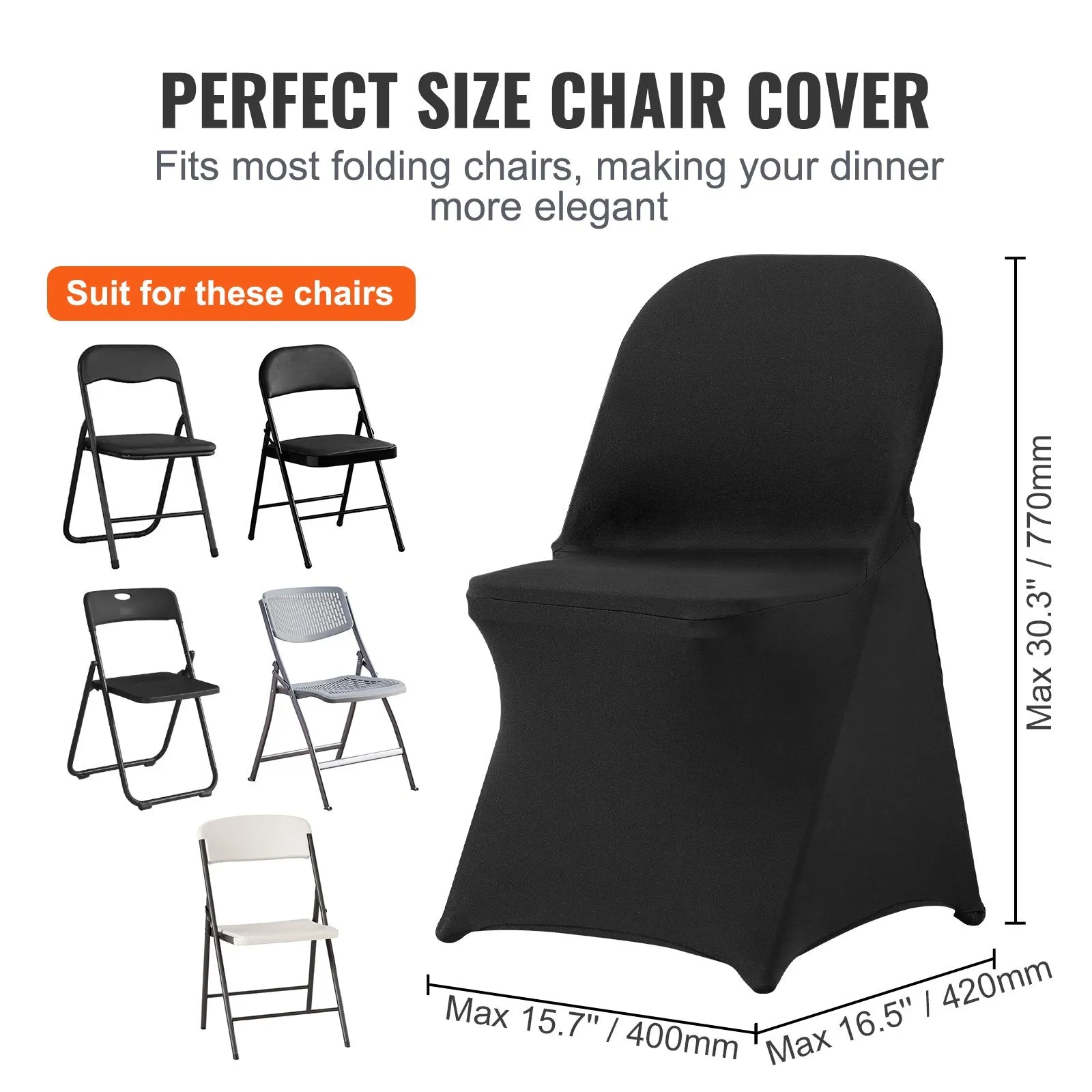 Vevor Chair Cover 100 PCS Universal Fitted Stretch Spandex Slipcovers Removable Washable New