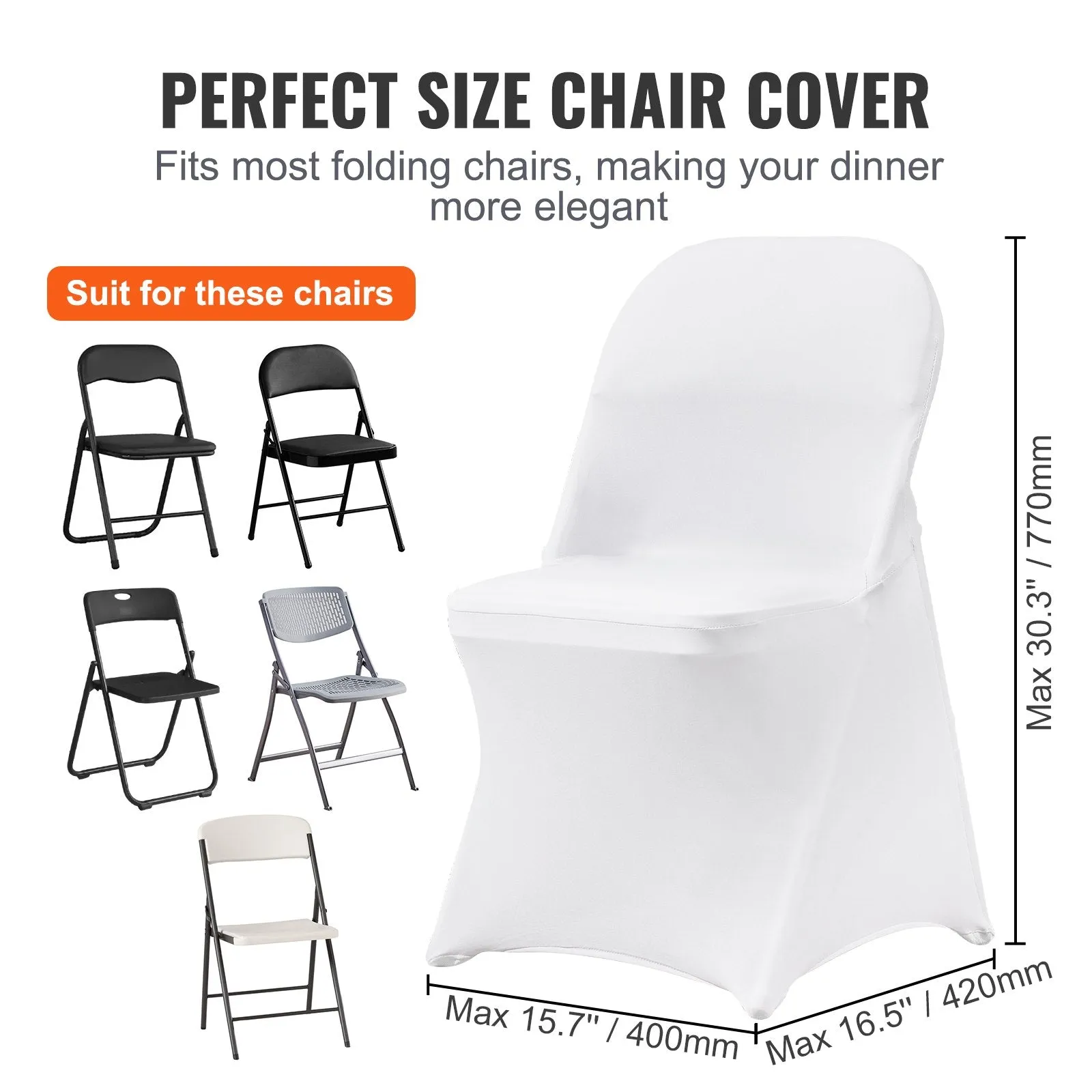 Vevor Chair Cover 100 PCS Universal Fitted Stretch Spandex Slipcovers Removable Washable New