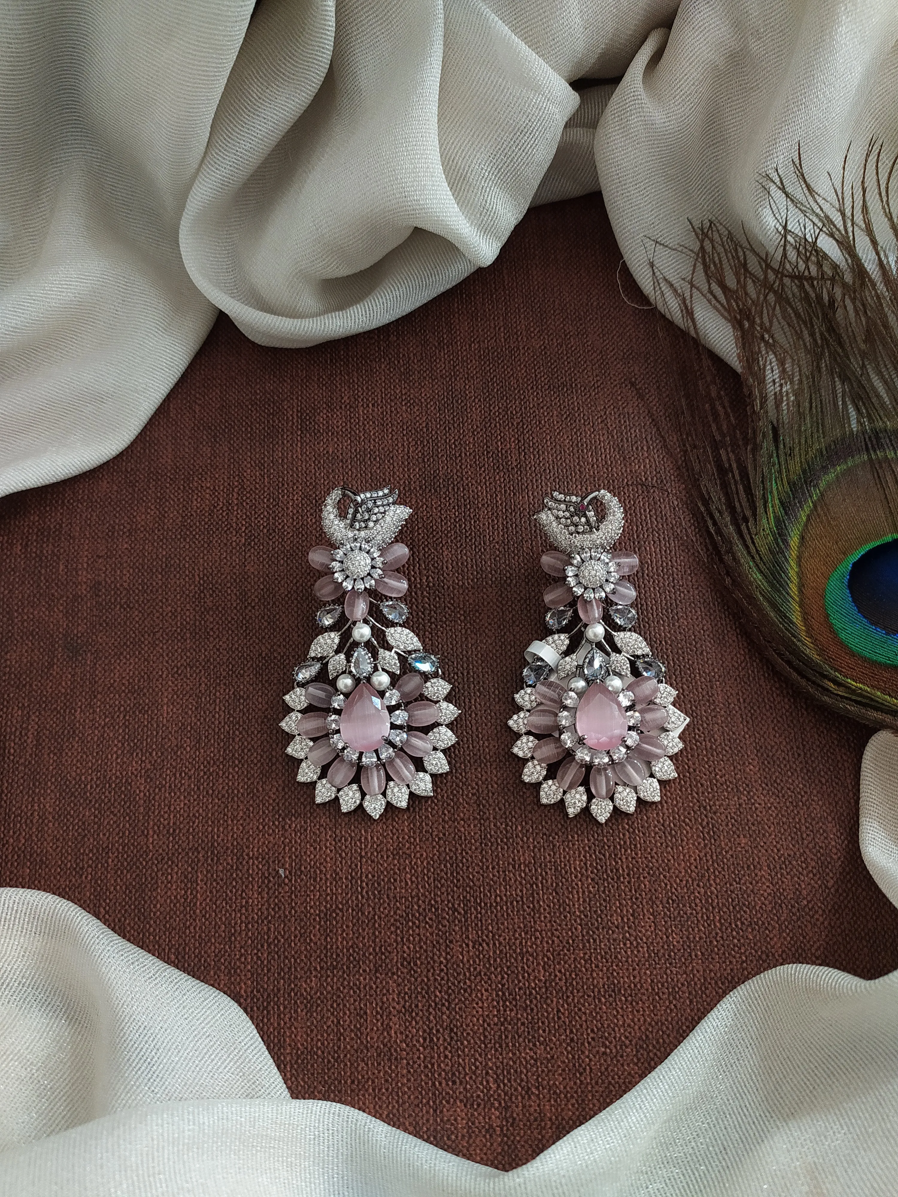 Victorian Baby Pink Designer Earrings