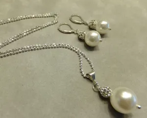 White Mother Of Pearl Earrings and Necklace Set