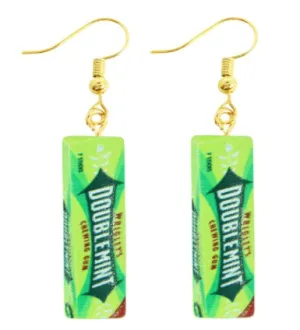 Women's Resin Doublemint Gum Earrings | Unique Novelty Earrings | Food and Snack Earrings | Mint Chewing Gum Earrings | Girl's Food Jewelr