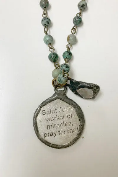 Zoey African Turquoise & St. Jude Pendant Necklace | Inspirational Elegance | By Pearly Girls